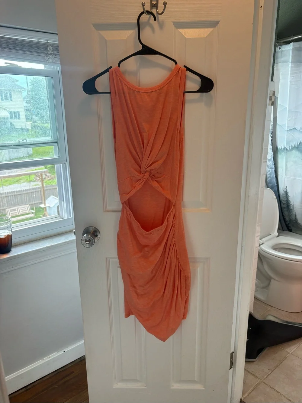 Sleeveless Twist-Back Orange Summer Dress